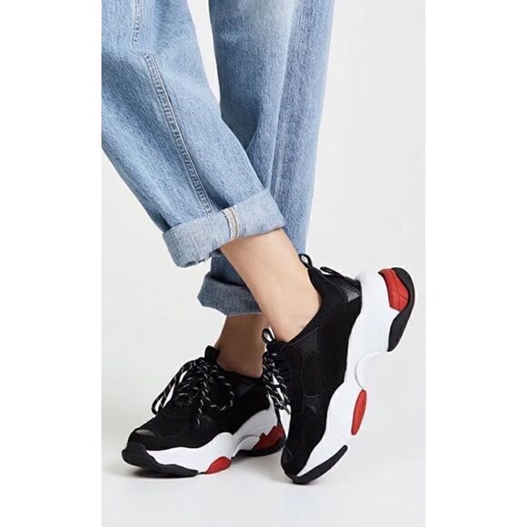 Jeffrey campbell black/white/red Lo-Fi women's trainer sneakers sz 7.5 - Picture 1 of 8